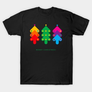 Merry Christmas with colorful Christmas trees, version three T-Shirt